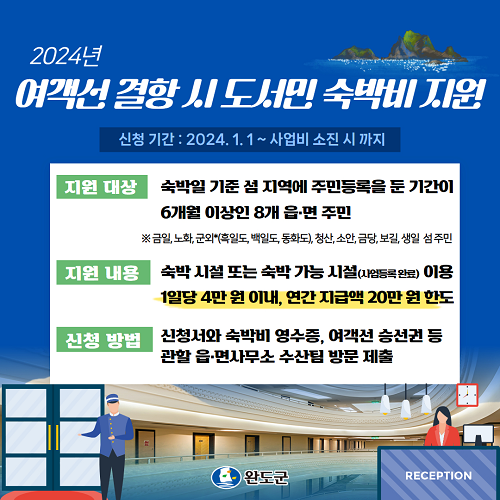 완도군, “여객선 결항 시 도서 주민 숙박비 지원”