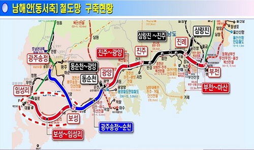 1. 김철우 보성군수, 경전선 전철화 사업 “벌교역 정차하게 하겠다”-남해안 철도망 구축현황.png